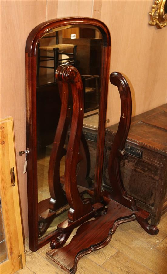 A Victorian mahogany cheval mirror overall W.78cm